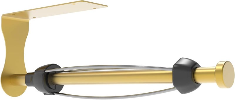 SetSail Paper Towel Holder, Single Hand Operable Paper Towel Holder Under Cabinet with Adjustable Damper Easy Tear Wall Mount Self-Adhesive or Drilled for Kitchen Bathroom, Gold - Image 1